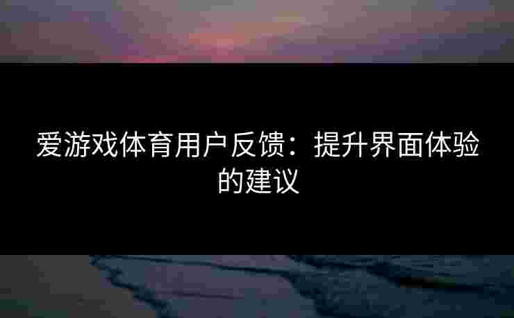 爱游戏体育用户反馈：提升界面体验的建议